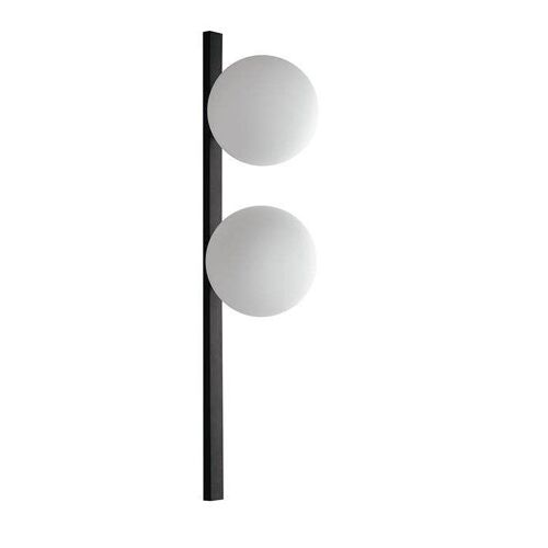 Applique Enoire in metallo nero matto con diffusori in vetro opale, disponibile in tre dimensioni-I-ENOIRE-AP2