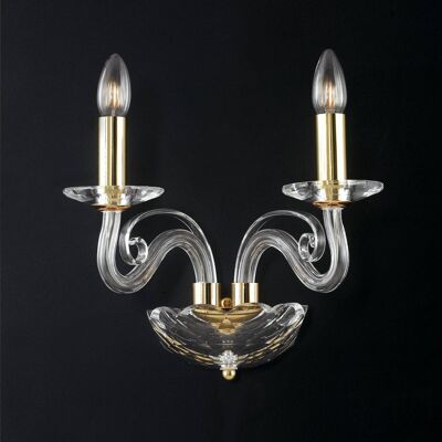 Epoque wall light in crystal with gold finish. Available in two sizes (2XE14)-I-EPOQUE/AP2