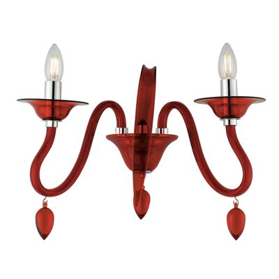 Estefan wall light with pendants available in white, transparent and red (2xE14)-3