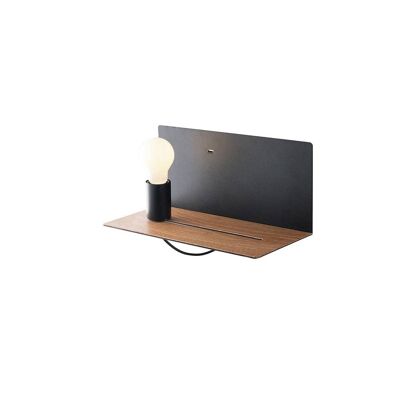 FLASH metal wall light with wooden shelf and NER USB-I-FLASH-AP socket