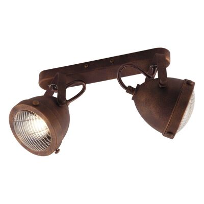 HABANA wall light in rust effect decorated metal with transparent glass diffuser-I-HABANA-AP2