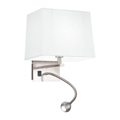 Wall light HELLY aluminum with fabric diffuser and LED reading light-I-090111-5E