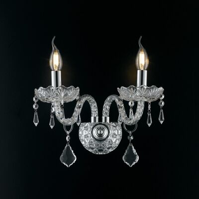Incanto wall light in crystal glass and chrome-colored finishes (2XE14)