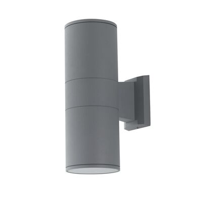 Aplique de pared Jump en aluminio plata para exterior con luz de doble emisión (2XE27)