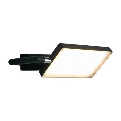 BOOK 17W LED wall light in satin metal with adjustable diffuser, warm light-LED-BOOK-AP-BLACK