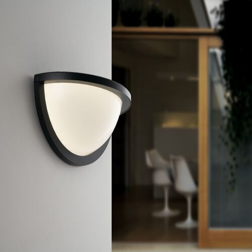 Applique LED Detroit per esterni in alluminio nero con diffusore in policarbonato