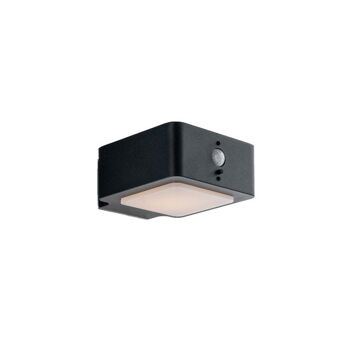 Applique d'extérieur LED Ted, en aluminium anthracite avec détecteur de mouvement et panneau solaire intégré.-LED-TED-AP 1