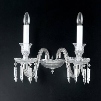 Louvre wall light in crystal glass with chrome finish (2XE14)-I-LOUVRE/AP2