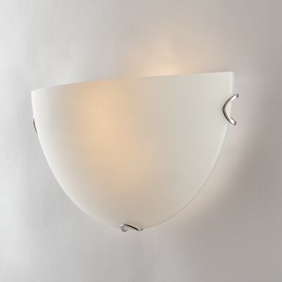 OBLO wall light in satin white glass with chromed details (2xE27)