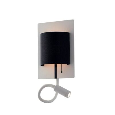 Pop wall light in metal and white or black lampshade, with 6W LED, flexible arm and natural light-LED-POP-WB