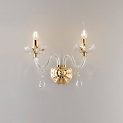 Riflesso wall light, in crystal and gold or chrome finish (2XE14)-I-RIFLESSO/AP2 GOLD
