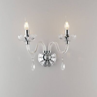 Riflesso wall light, in crystal and gold or chrome finish (2XE14)-I-RIFLESSO/AP2