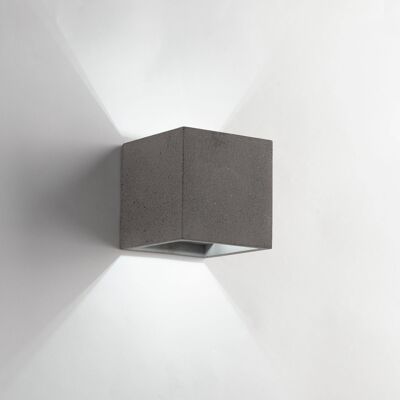 RUBIK square wall light in natural cement with biemission light (1xG9)-I-RUBIK-CM-AP