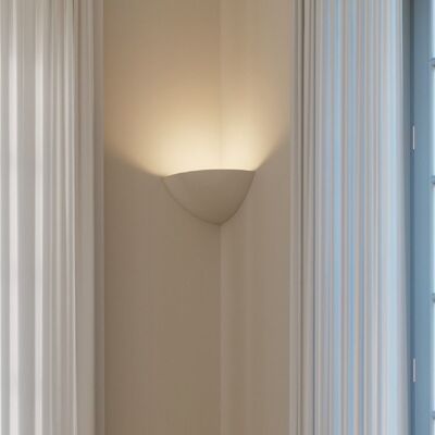 SANTORINI angular wall light in paintable white plaster with upward lighting (1xE14)-I-SANTORINI-AP