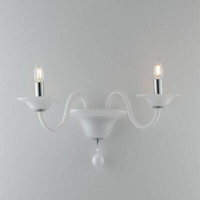 Soffio wall light in white blown paste glass and chromed details (1XE14)-I-SOFFIO/APP