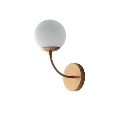 Themys wall light in satin gold metal and opal blown glass diffuser (1XE14)
