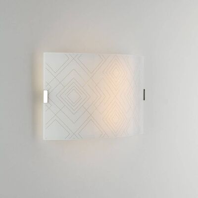 VECTOR wall light in glossy white glass with gray decoration (2xE27)-I-VECTOR/AP3520