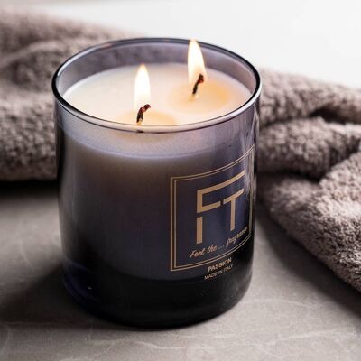 Candela profumata in vetro nero fumé 280gr. PASSION-FT-LUX 300 PASSION