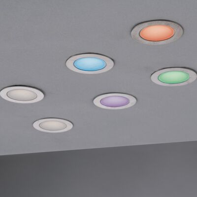 Rider recessed 6-piece steplight kit, in RGB multicolor steel with integrated 6W SMD LED