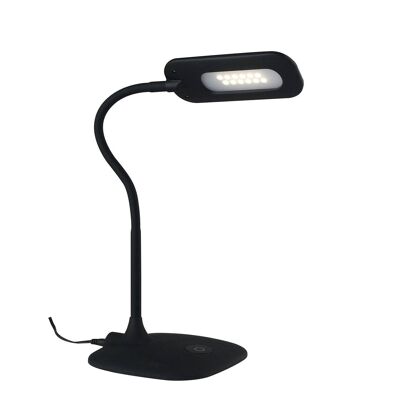 Lámpara de lectura Darwin con luz LED regulable fabricada en metal siliconado y plástico-LEDT-DARWIN-NEGRO