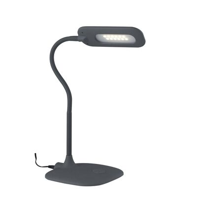 Lámpara de lectura Darwin con luz LED regulable fabricada en metal siliconado y plástico-LEDT-DARWIN-GRIS