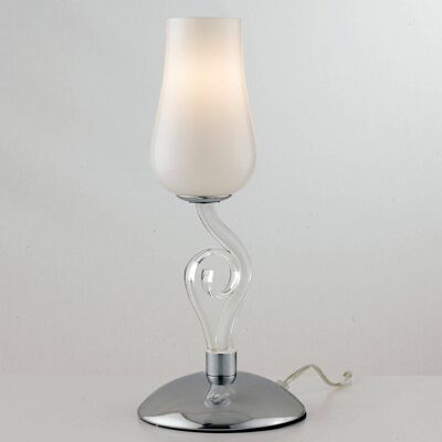 ANGEL table lamp in white blown paste glass with transparent pastorals and chromed details(1XE14)-I-ANGEL/LM1