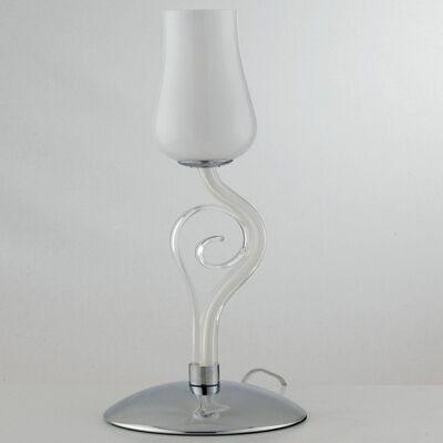 ANGEL table lamp in white blown paste glass with transparent pastorals and chromed details(1XE14)-I-ANGEL/L1