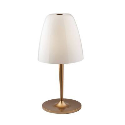 Lampe de table Ares en verre soufflé blanc ou transparent et structure en métal doré ou noir satiné (1XE27)-I-ARES-LG1-BCO