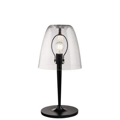 Ares table lamp in white or transparent blown glass and structure in gold or black satin metal (1XE27)-I-ARES-LG1-TR