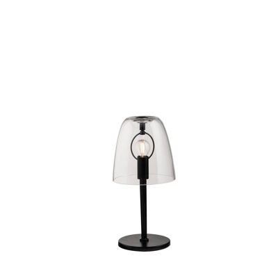 Ares table lamp, in blown glass available in white or transparent, and structure in satin gold or black metal (1XE14)-I-ARES-L1-TR