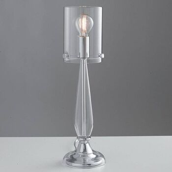 Lampe de table Aurora en verre soufflé blanc ou transparent, avec diffuseur en verre transparent et finitions chromées (1XE14)-I-AURORA-L1 BCO 3
