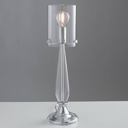 Lampada da tavolo Aurora in vetro soffiato in pasta bianca o trasparente, con diffusore in vetro trasparente e finiture cromo (1XE14)-I-AURORA-L1 TR