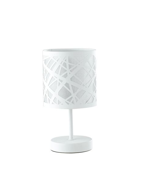 Lampada da tavolo BATIK in acciaio bianco con decoro a taglio laser