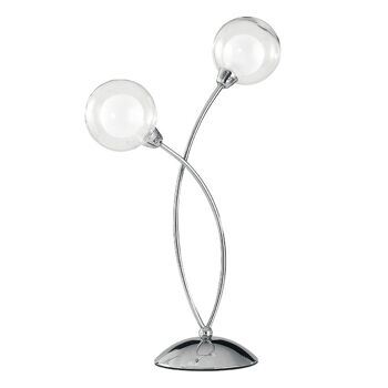 Lampe de table Blog en métal chromé avec verre extérieur transparent et verre intérieur blanc opalin (2XG9)