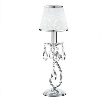 Boeme table lamp in chromed metal with crystal pendants