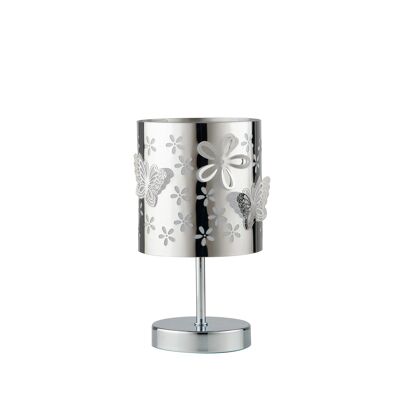 Lámpara de mesa BUTTERFLY en acero con decoración cortada con láser