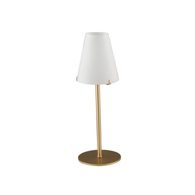 Lampada da tavolo Canto in metallo dorato e diffusore in vetro bianco (1xG9)