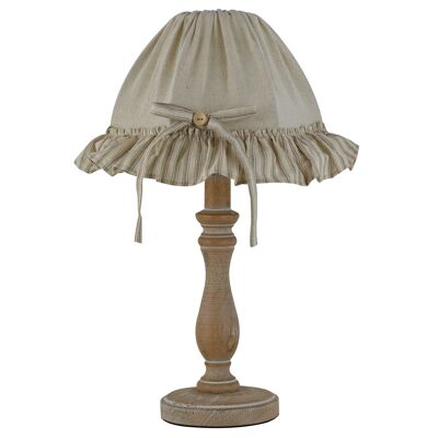 Cherry table lamp in natural wood and sand fabric lampshade(1XE14)