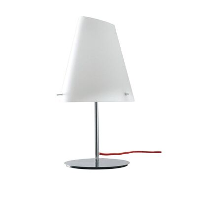 Lámpara de mesa Ermes en metal cromado y cable de tela rojo-I-ERMES-L1
