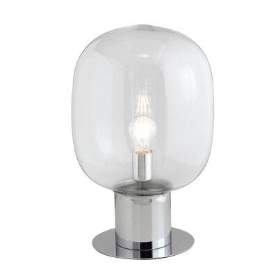 Lampada da tavolo Fellini in metallo cromo con diffusore in vetro soffiato (1XE27)-I-FELLINI-L30