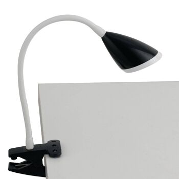Lampe de table Hegel LED 3,2W en métal avec pince et diffuseur en plastique et flexible recouvert de silicone-LEDT-HEGEL-NOIR 1