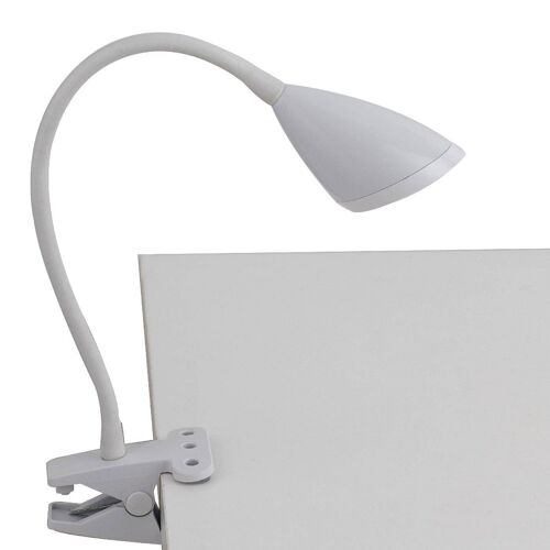 Lampada da tavolo Hegel a LED 3,2W in metallo con pinza e diffusore in plastica e flessibile rivestito in silicone-LEDT-HEGEL-WHITE