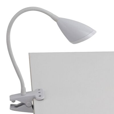 Lampe de table Hegel LED 3,2W en métal avec pince et diffuseur en plastique et flexible recouvert de silicone-LEDT-HEGEL-BLANC
