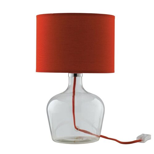 Lampada da tavolo Hendrix in vetro con paralume e cavo in tessuto, disponibile in vari colori (1xE27)-I-HENDRIX-L ROS