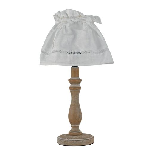Lampada da tavolo Lullaby in legno naturale e paralume in tessuto bianco (1XE14)-I-LULLABY-LUME