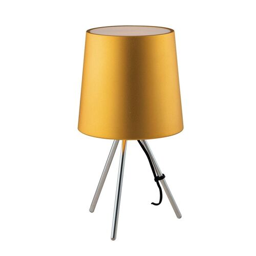 Lampada da tavolo Marley in metallo con paralume in alluminio disponibile in bianco, oro o marrone (1XE14)-I-MARLEY/L ORO