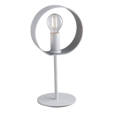 Olympic-Tischlampe mit weißer Metallstruktur, verstellbarem Ring und silbernem Interieur(6XE14)-I-OLYMPIC-L