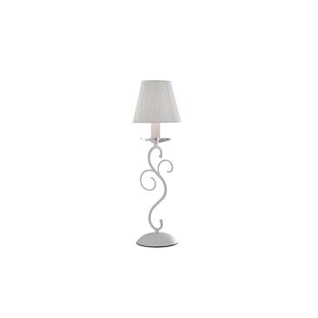 Lampe de table PERLA en métal blanc et abat-jour décorés en tissu avec des détails en cristal-I-PERLA/L1 1