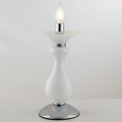 Soffio table lamp in white blown paste glass and chromed details (1XE14)