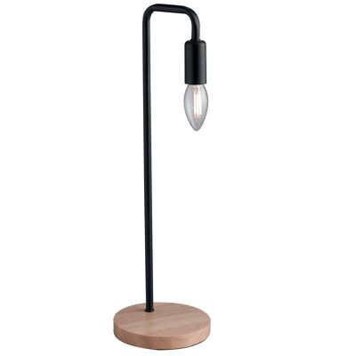 Sushi table lamp in metal and natural wood base-I-SUSHI-L BLACK